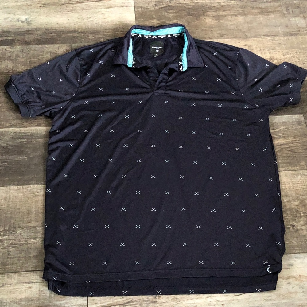 Kenneth Cole Reaction Navy Polo with Cross Patterns